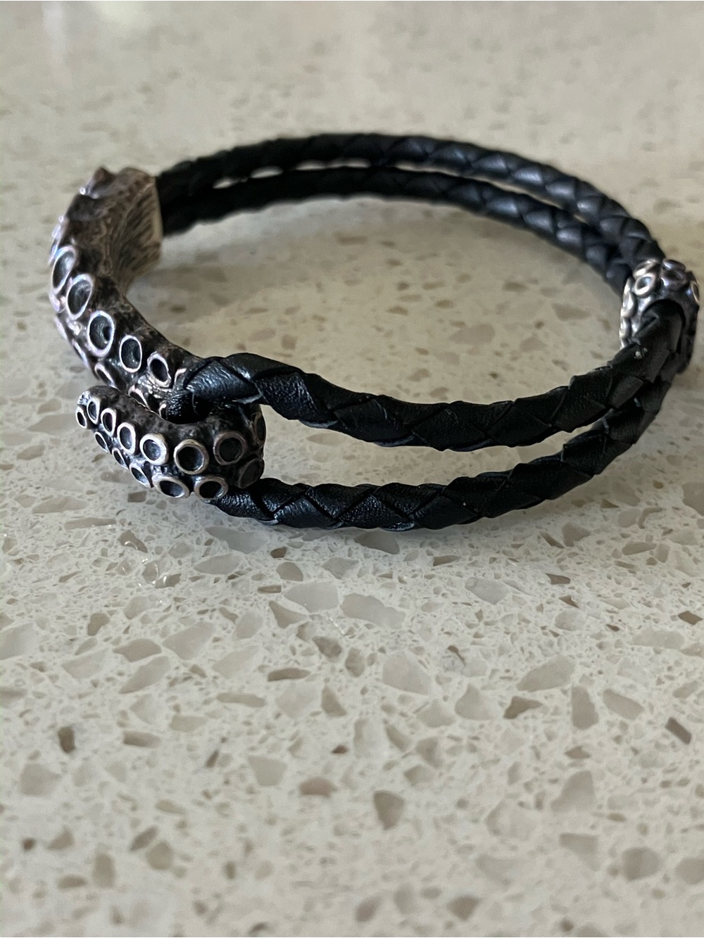 Black Braided Leather Octopus Wrap Bracelet